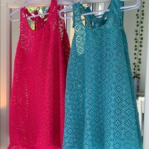 Breaking waves pink and blue cover ups!